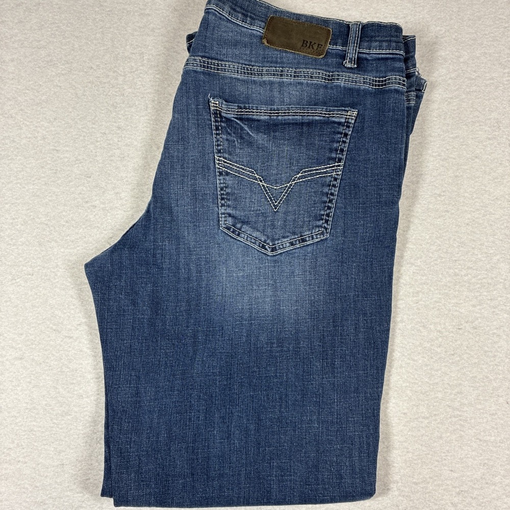 BKE Tyler Bootcut Jeans Mens 40 X 34 Medium Wash Blue Y2K Denim Whiskering